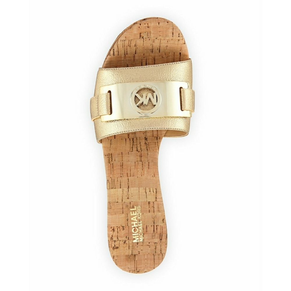 π MICHAEL KORS MK Logo Leather Platform Sandals - Picture 3 of 5